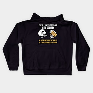 Wrong Society No One Drinks Skulls Enemies Kids Hoodie